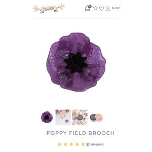 ERSTWILDER purple poppy brooch 💜